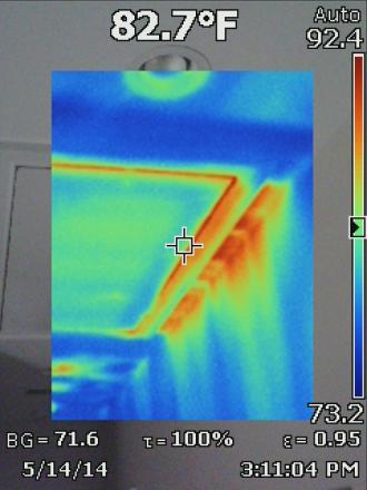 Infrared Image of a leaky attic entrance