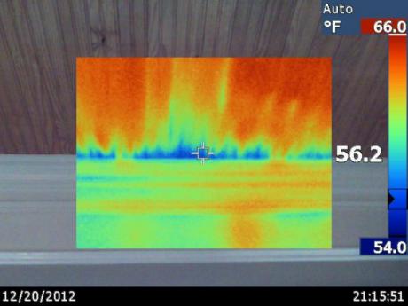 Infrared Image of Air Leaks in Ceiling