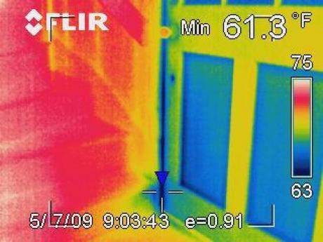 Infrared Camera Image of Air Leak from Door