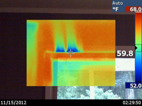 Infrared Image of Air Leaks from Window