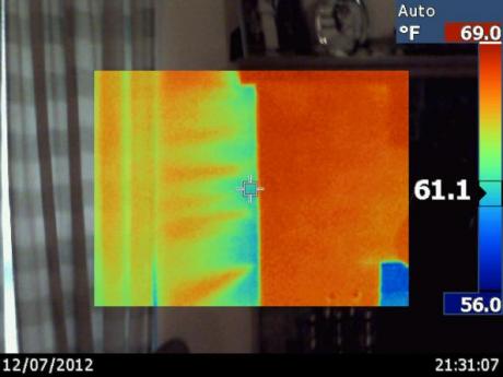 Infrared Camera Image of Air Leak in Wall