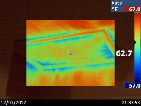 Infrared Camera Image of Leaky Attic Door Hatch
